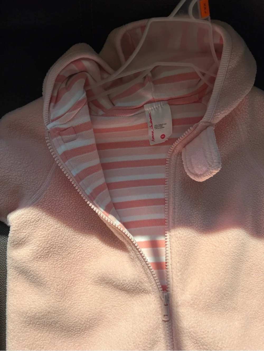 Hanna Andersson Bunting Fleece Hooded One-Piece - Light Pink